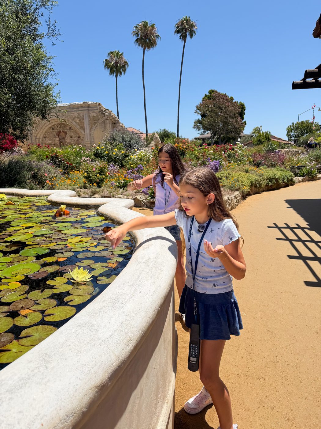 The girls exploring tide pools in Laguna Beach