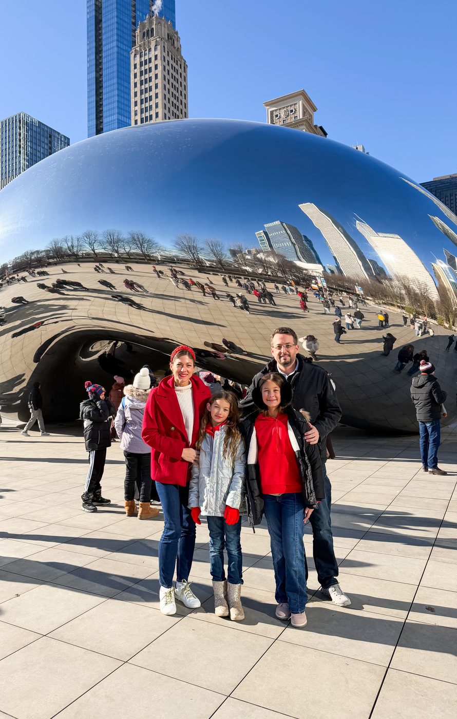 The family at Cloud Gate in Chicago